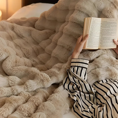 Plush Faux Fur Thick Knit Blanket Throw