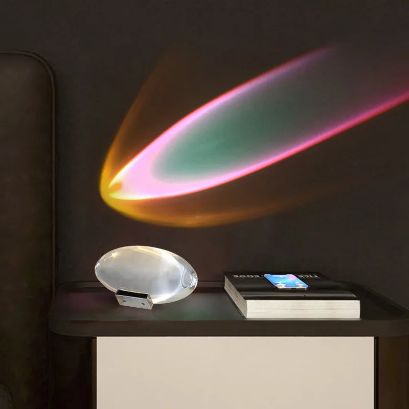 Stylish Crystal Bedside Lamp with LED Projection
