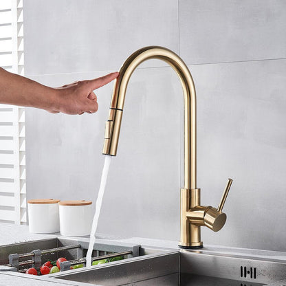 Stylish Touch Kitchen Faucet with Flexible Pull-Out Spout