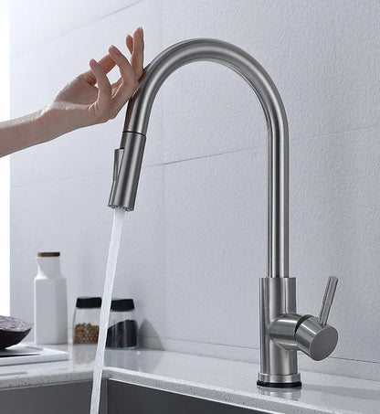 Stylish Touch Kitchen Faucet with Flexible Pull-Out Spout