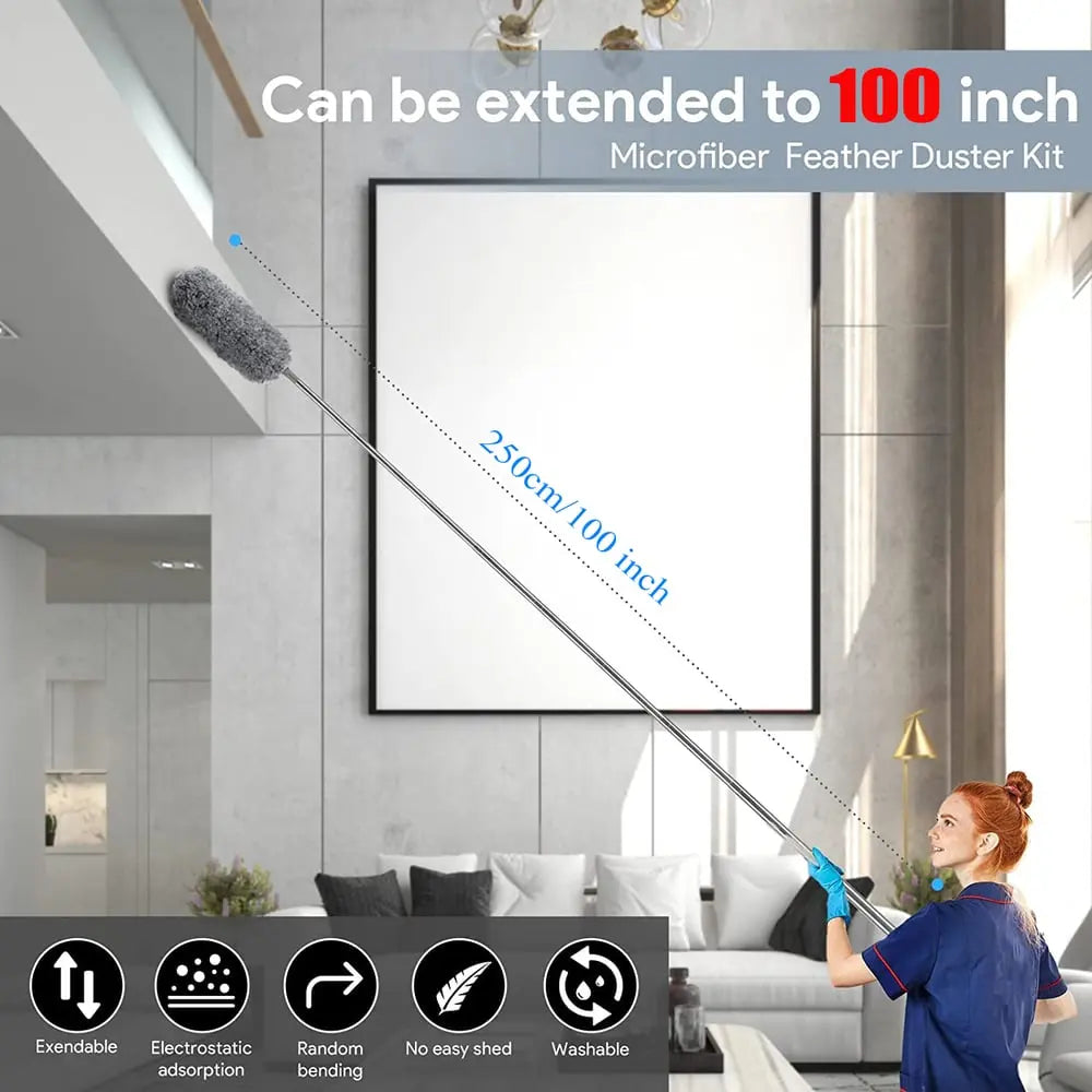 Long Reach Extendable Microfibre Cleaning Duster