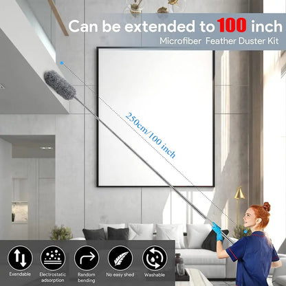 Long Reach Extendable Microfibre Cleaning Duster
