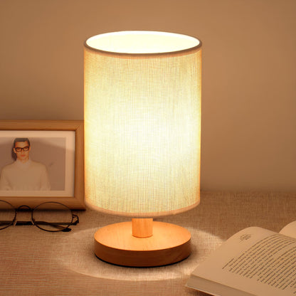 Rustic Wooden Desk Lamp with Adjustable Brightness