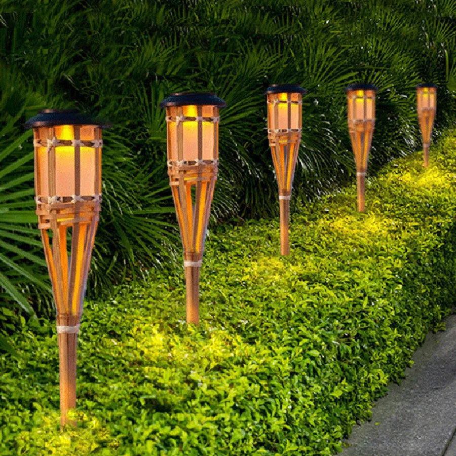 Outdoor Solar LED Garden Lights in Bamboo Style