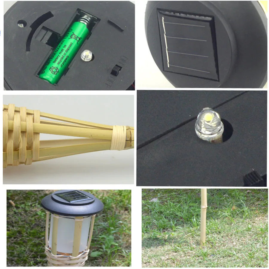 Outdoor Solar LED Garden Lights in Bamboo Style