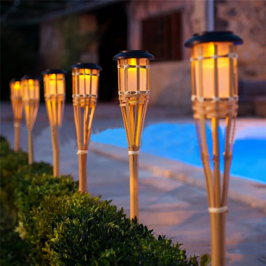 Outdoor Solar LED Garden Lights in Bamboo Style