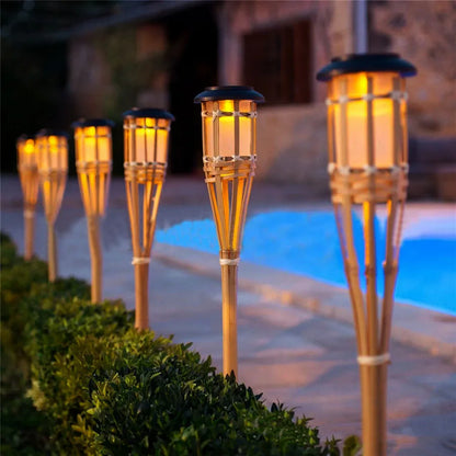 Outdoor Solar LED Garden Lights in Bamboo Style