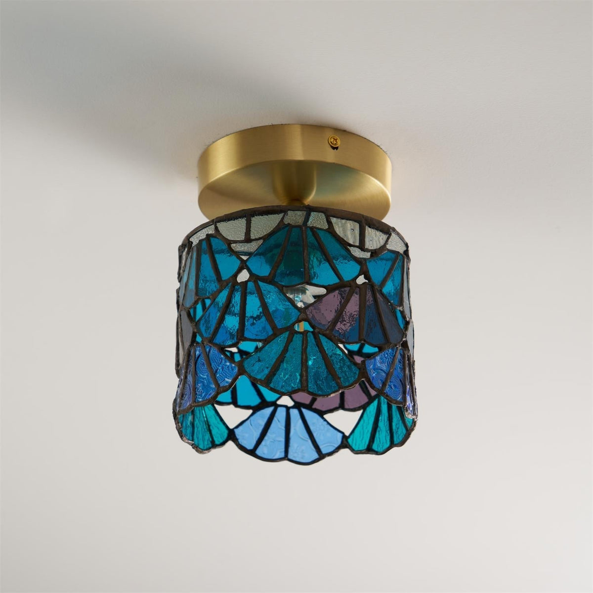 Colorful Glass Pendant Lamp Blue Pink Shade