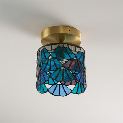 Colorful Glass Pendant Lamp Blue Pink Shade