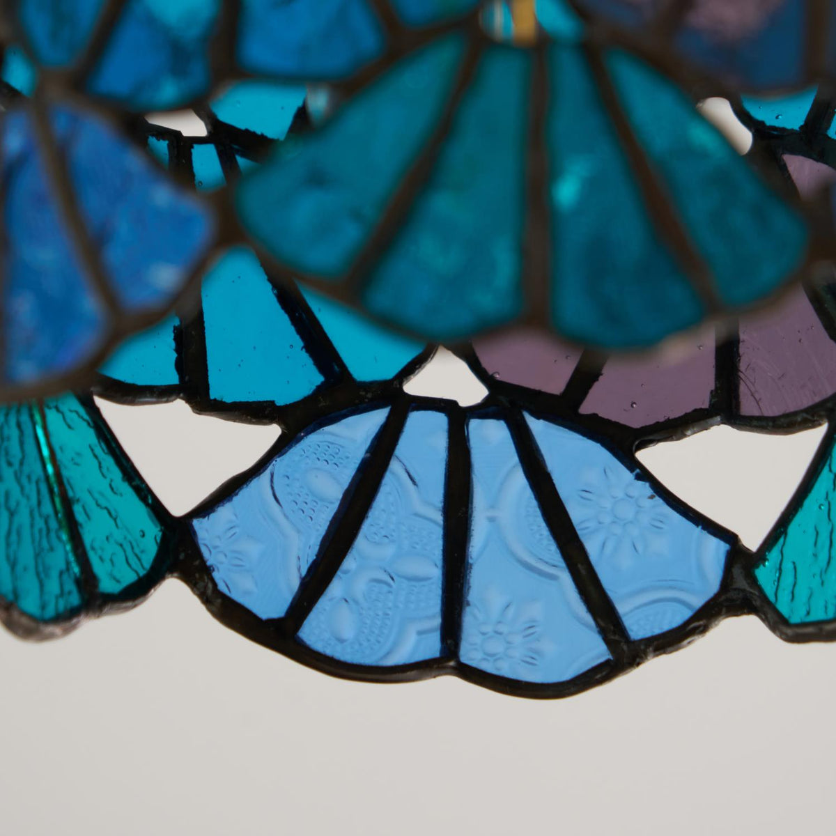 Colorful Glass Pendant Lamp Blue Pink Shade