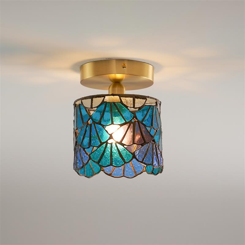 Colorful Glass Pendant Lamp Blue Pink Shade - Cofik