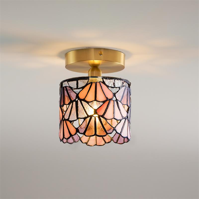 Colorful Glass Pendant Lamp Blue Pink Shade