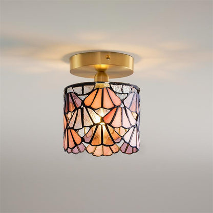 Colorful Glass Pendant Lamp Blue Pink Shade