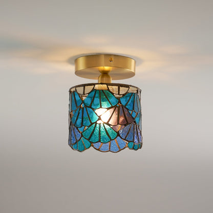 Colorful Glass Pendant Lamp Blue Pink Shade