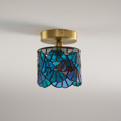 Colorful Glass Pendant Lamp Blue Pink Shade