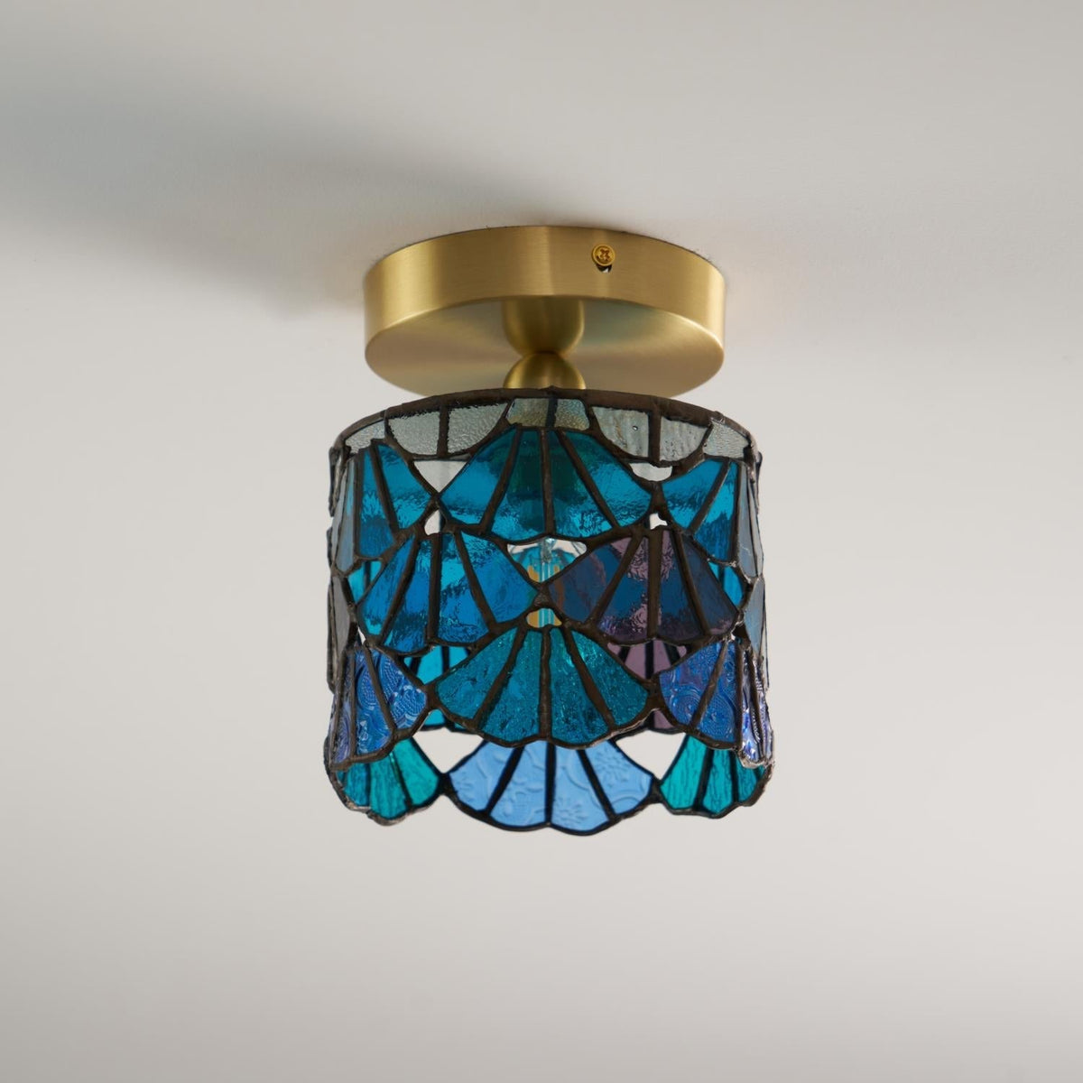 Colorful Glass Pendant Lamp Blue Pink Shade
