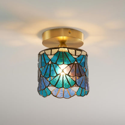 Colorful Glass Pendant Lamp Blue Pink Shade