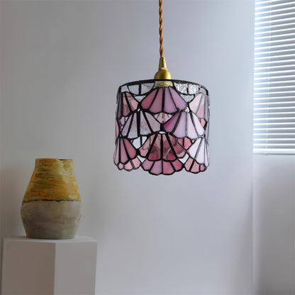 Beautiful Glass Pendant Light Blue Pink Brass Ceiling Lamp