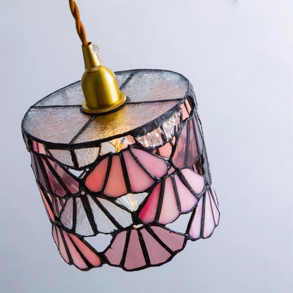 Beautiful Glass Pendant Light Blue Pink Brass Ceiling Lamp