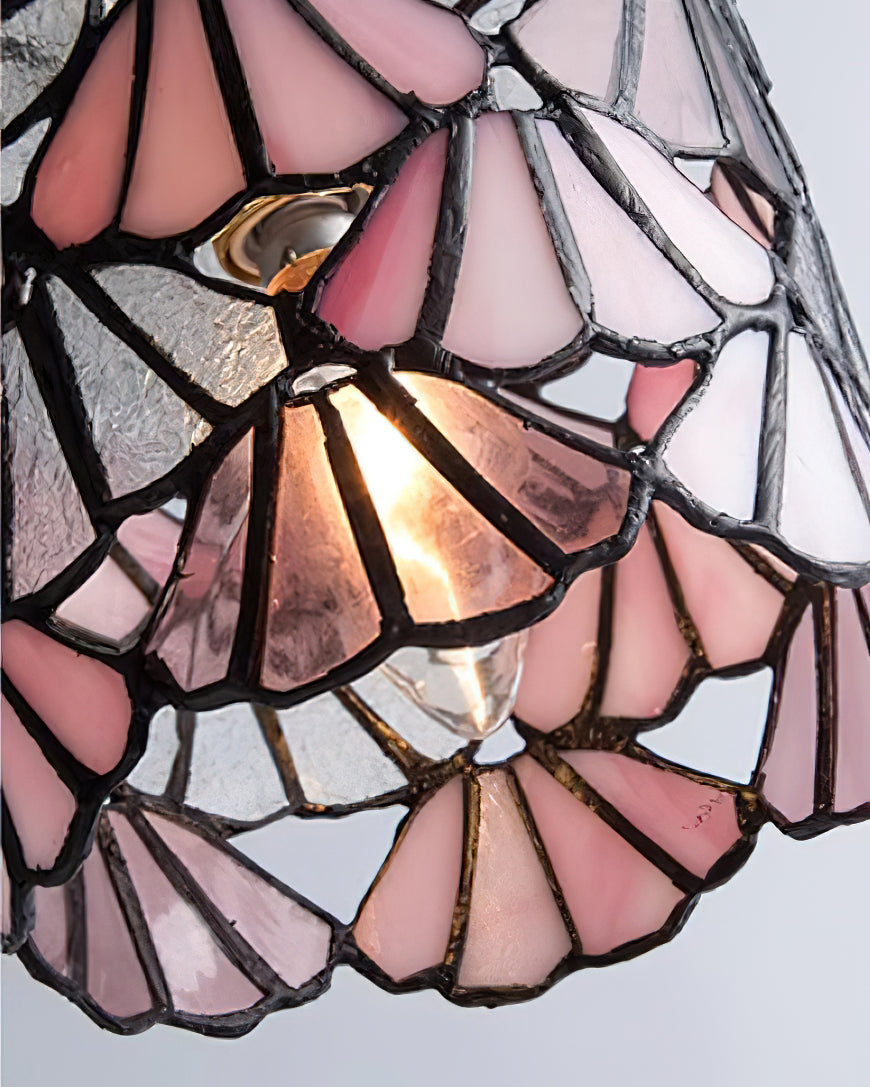 Beautiful Glass Pendant Light Blue Pink Brass Ceiling Lamp