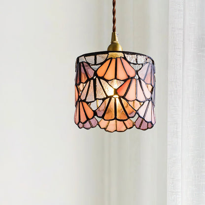 Beautiful Glass Pendant Light Blue Pink Brass Ceiling Lamp