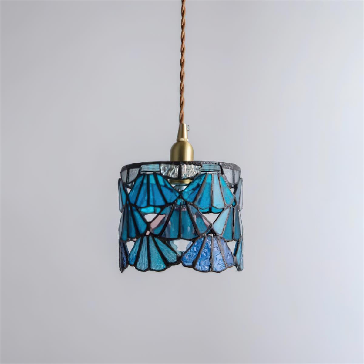 Beautiful Glass Pendant Light Blue Pink Brass Ceiling Lamp
