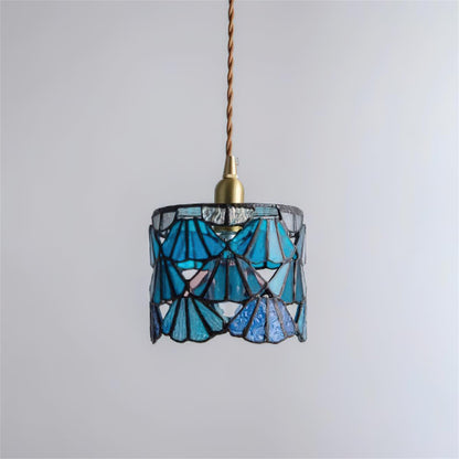 Beautiful Glass Pendant Light Blue Pink Brass Ceiling Lamp