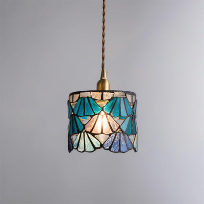 Beautiful Glass Pendant Light Blue Pink Brass Ceiling Lamp