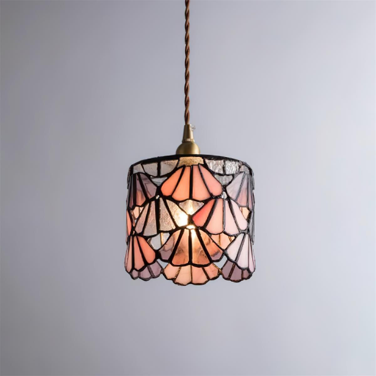 Beautiful Glass Pendant Light Blue Pink Brass Ceiling Lamp