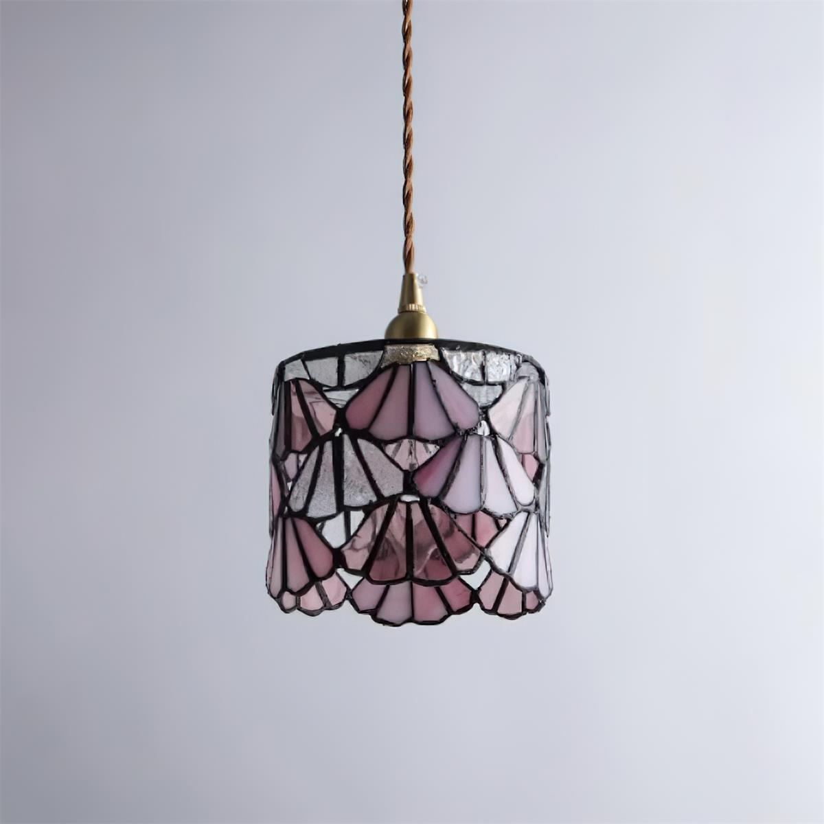 Beautiful Glass Pendant Light Blue Pink Brass Ceiling Lamp