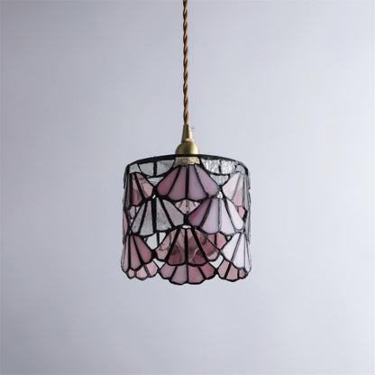 Beautiful Glass Pendant Light Blue Pink Brass Ceiling Lamp