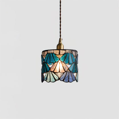 Beautiful Glass Pendant Light Blue Pink Brass Ceiling Lamp - Cofik