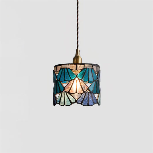 Beautiful Glass Pendant Light Blue Pink Brass Ceiling Lamp - Cofik