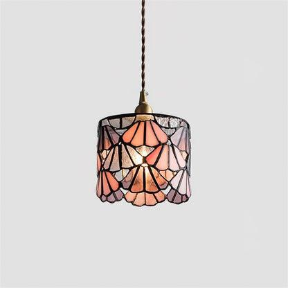 Beautiful Glass Pendant Light Blue Pink Brass Ceiling Lamp