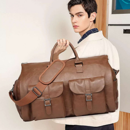 Premium Leather Travel Duffel Luggage Bag