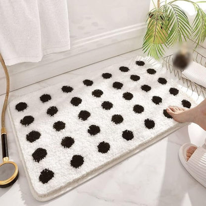Soft Absorbent Bathroom Mat with Dots – Quick Dry Bath Rug - Cofik