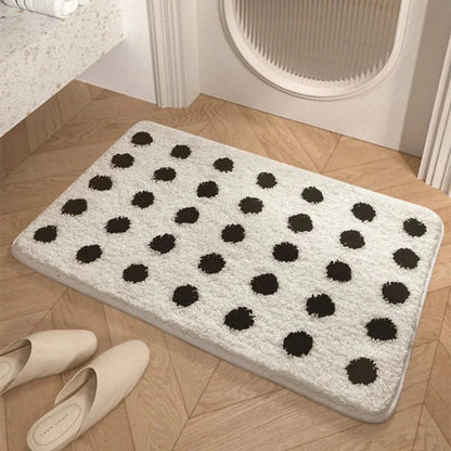 Soft Absorbent Bathroom Mat with Dots – Quick Dry Bath Rug