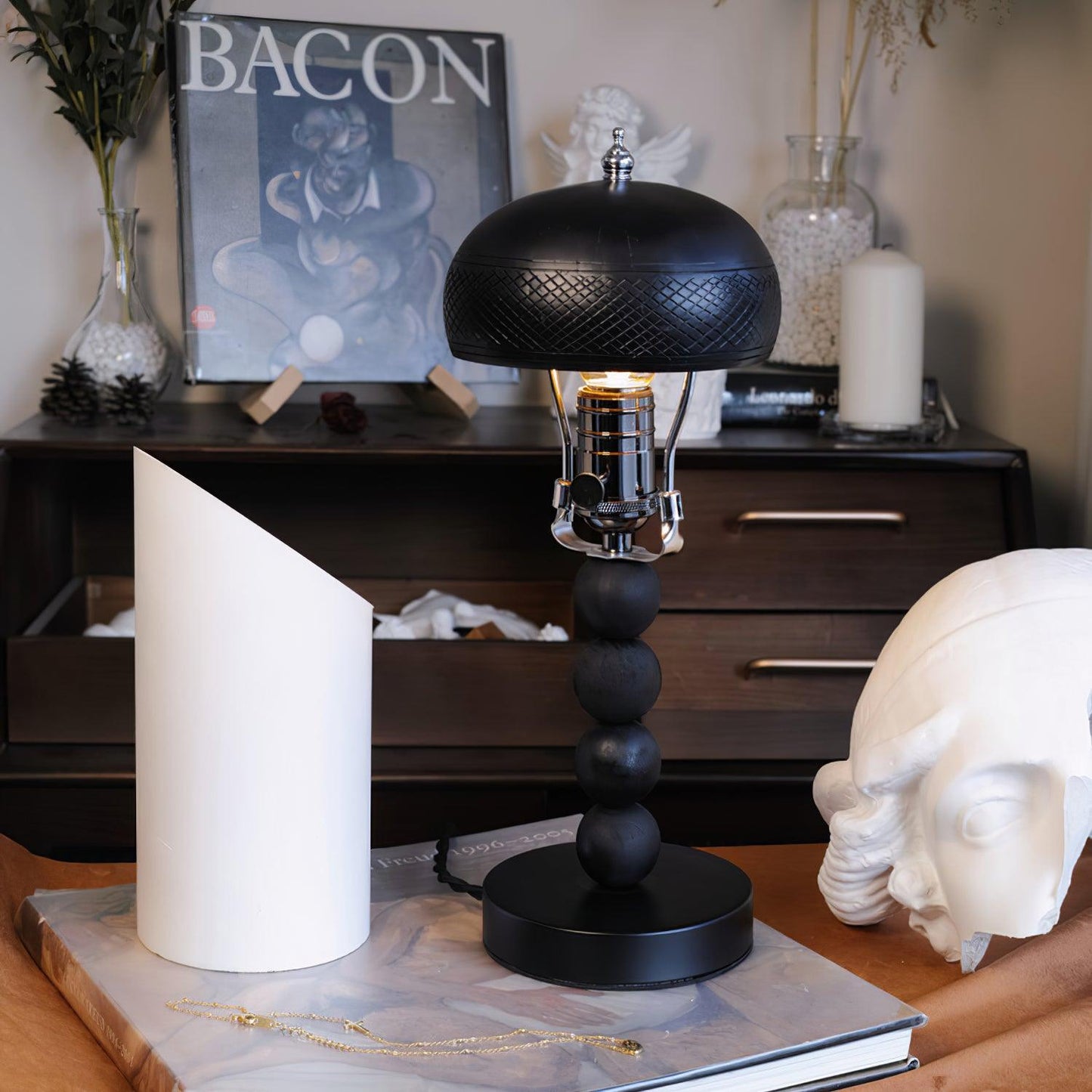 Rustic Wooden Accent Table Lamp 4.7'