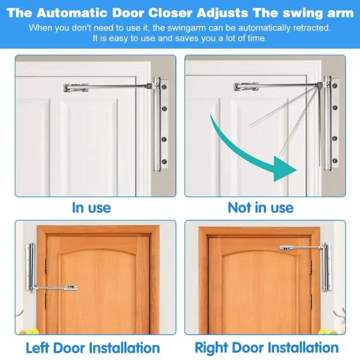 Easy Fit Automatic Door Closer in Stainless Steel