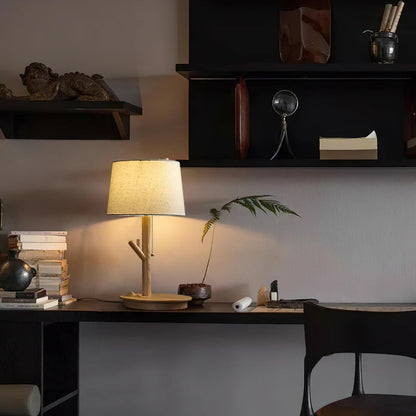 Rustic Wooden Side Table Lamp