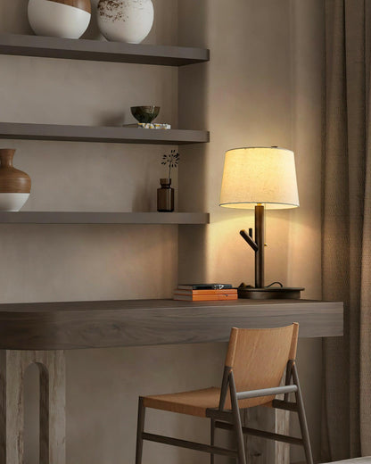 Rustic Wooden Side Table Lamp