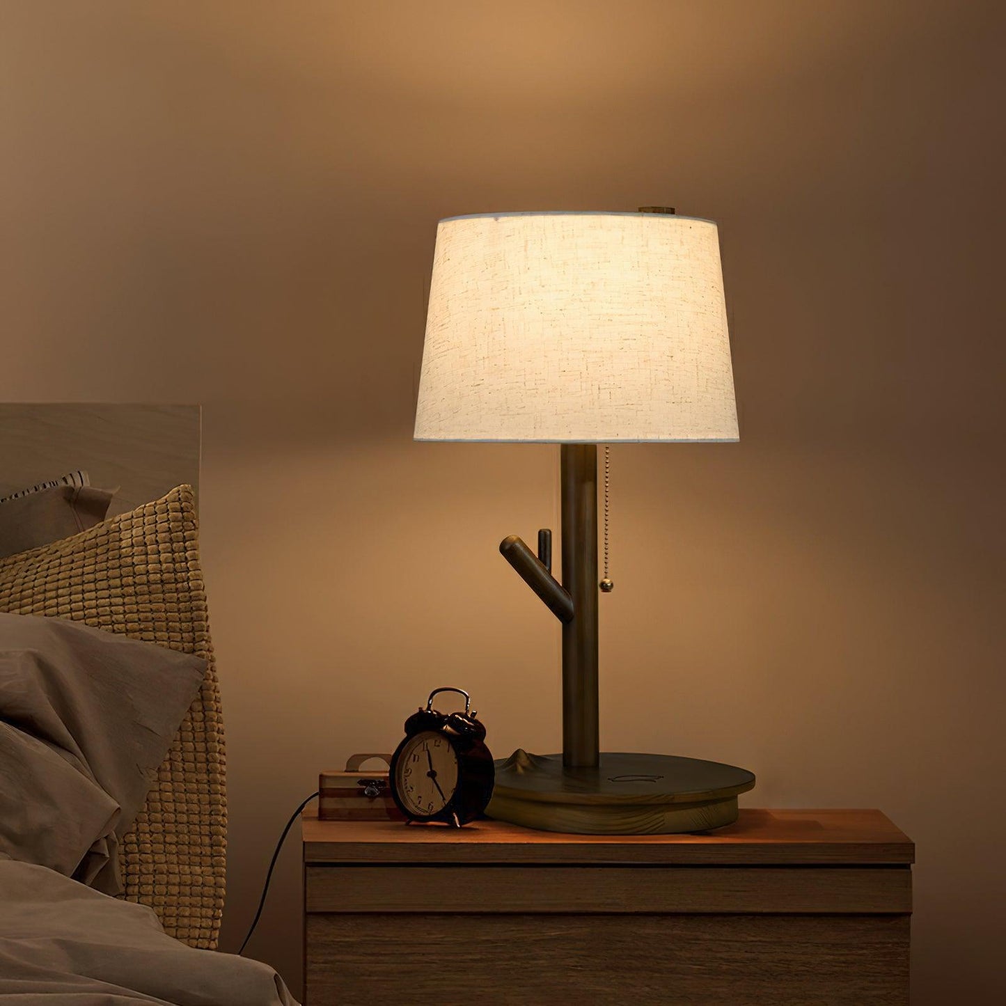 Rustic Wooden Side Table Lamp