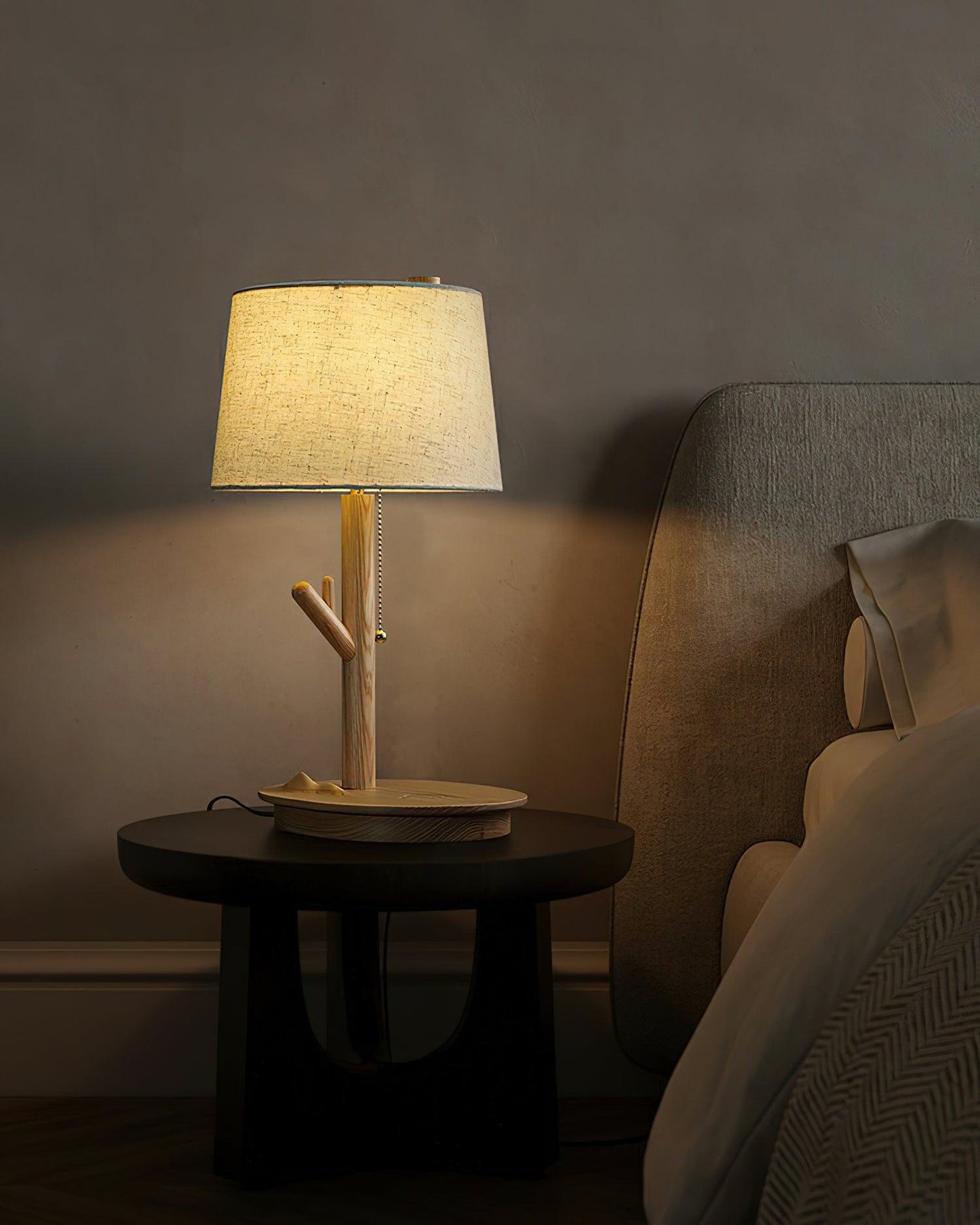 Rustic Wooden Side Table Lamp