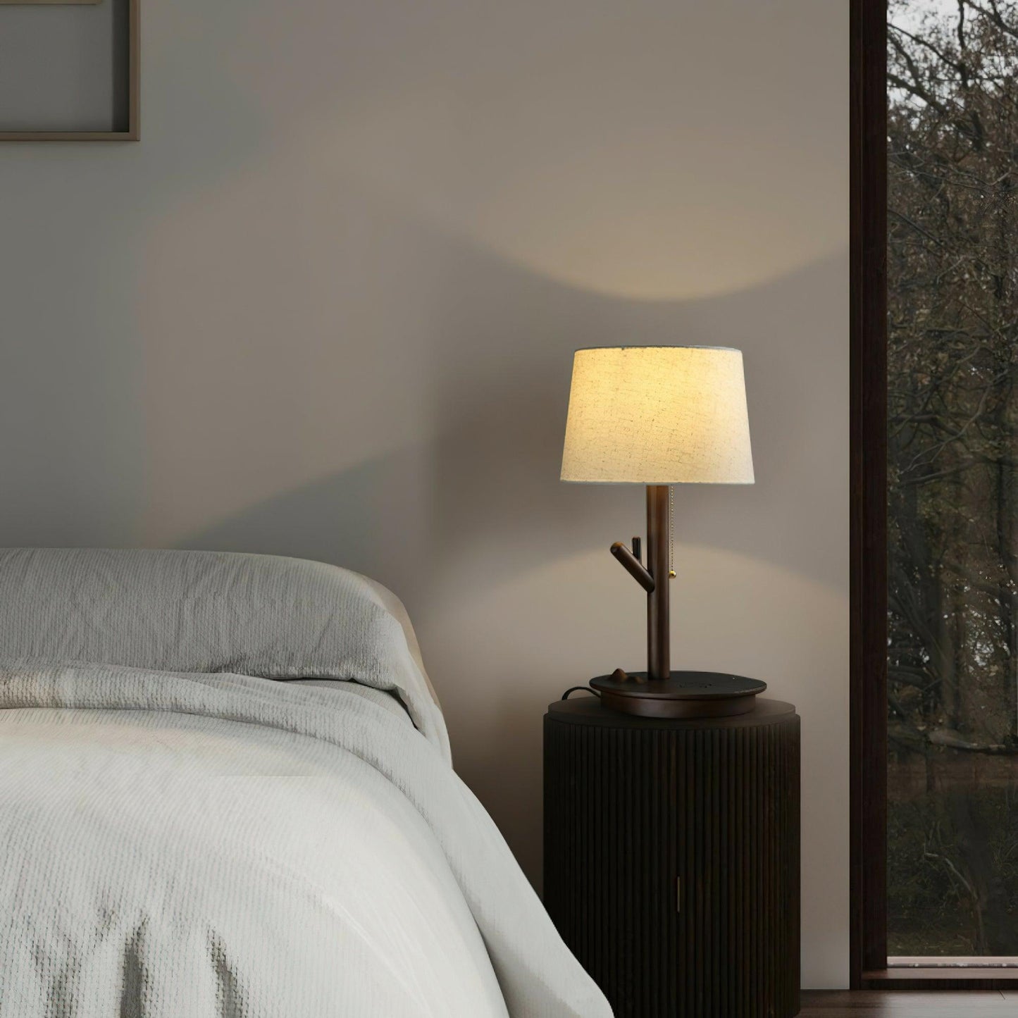 Rustic Wooden Side Table Lamp
