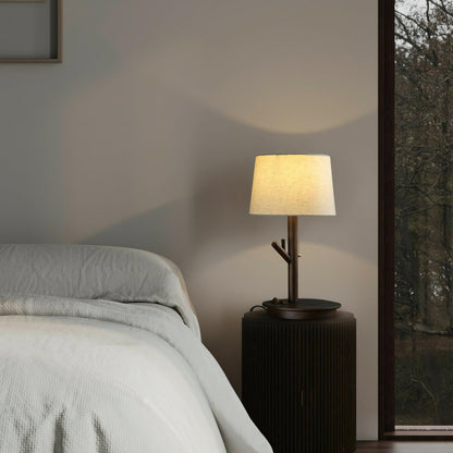 Rustic Wooden Side Table Lamp