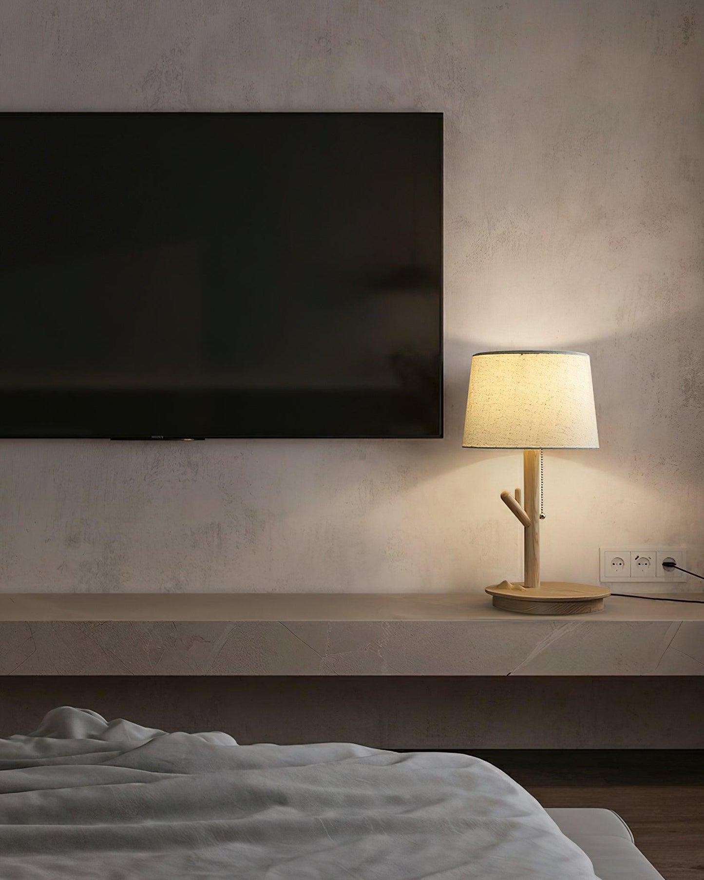 Rustic Wooden Side Table Lamp
