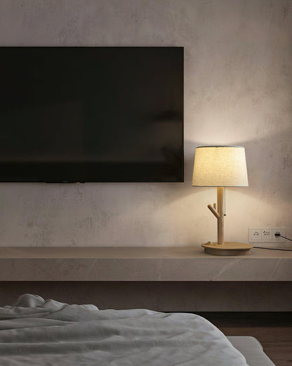 Rustic Wooden Side Table Lamp