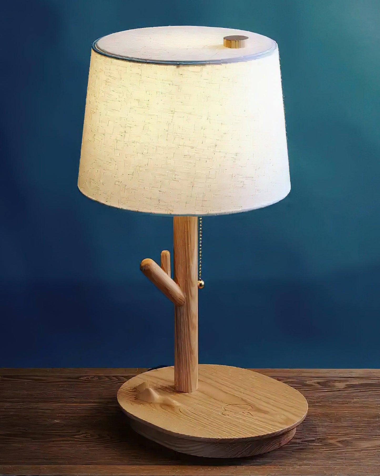 Rustic Wooden Side Table Lamp