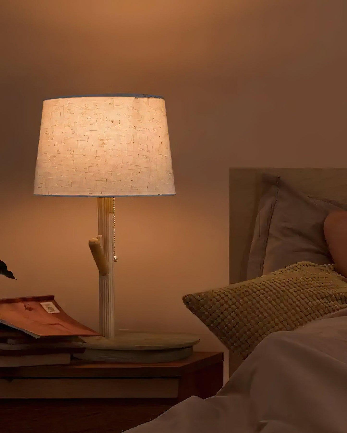 Rustic Wooden Side Table Lamp