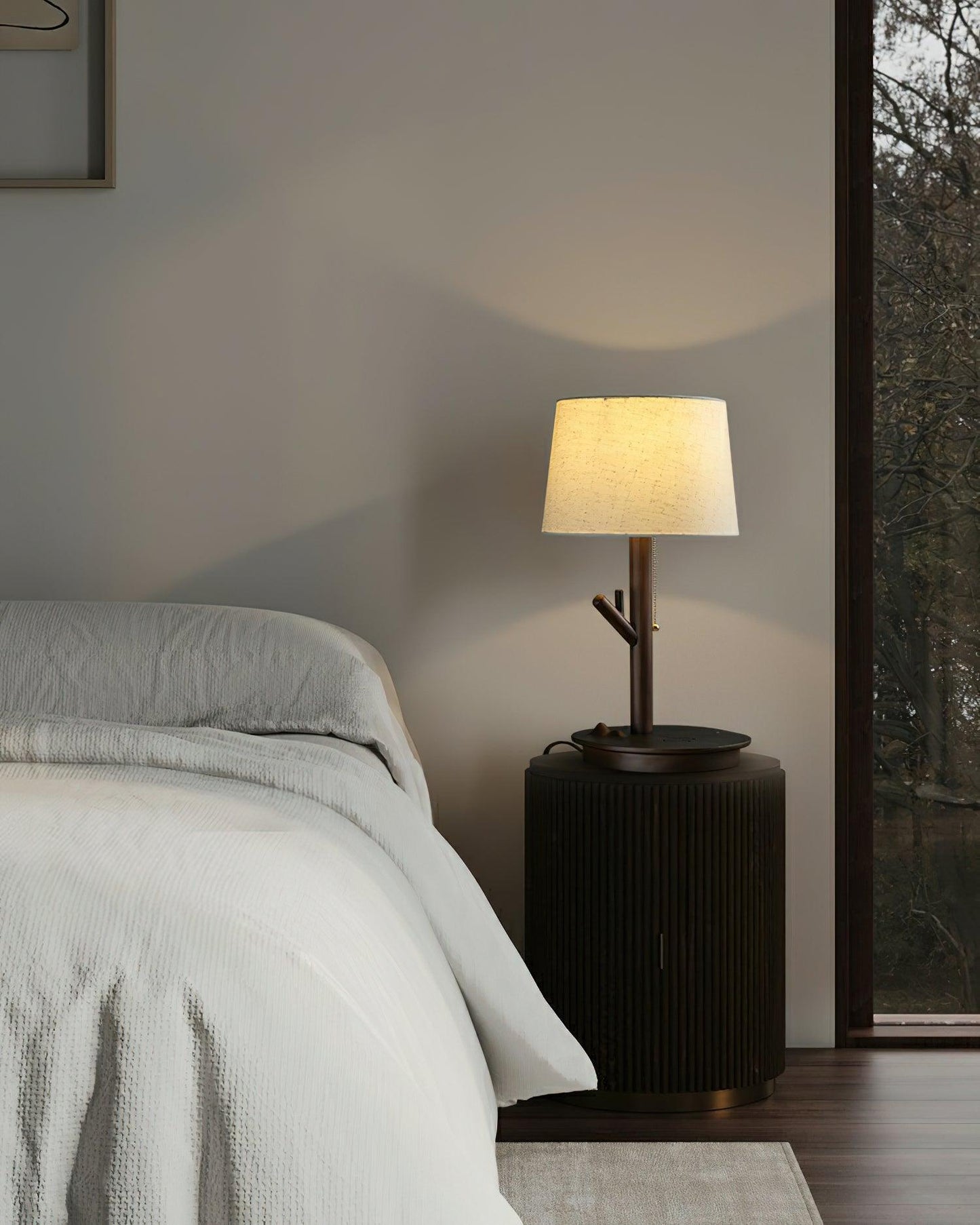 Rustic Wooden Side Table Lamp